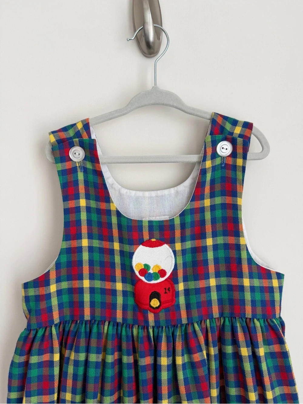 Kelly's Kids Multicolor Plaid Dress with Gumball Embroidery Dress